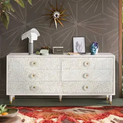 Kommode Sideboard mit sechs Schubladen geschnitzt