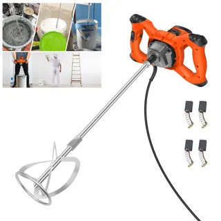 Orange Rührwerk Farb- / Betonmischer 2600 W Profi Mörtelrührer Rührgerät Zementrührer - Soft Start - mit 6-Gang Getriebe - 2 m Gummikabel, Elektrischer Mischer - inkl. Rührer 120×600mm