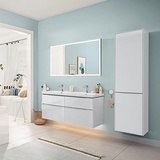Villeroy & Boch Subway 3.0 Doppelwaschtisch mit Waschtischunterschrank mit Spiegel, 4A71D501+C568L0VE+A4631300,