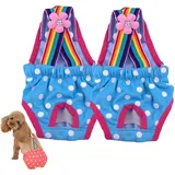 Hixingo 2 Stück Hundewindeln für Hündinnen Inkontinenz, Wiederverwendbare Hunde Windeln Läufigkeitshose Hygienisch und Saugstark Hundewindeln für Männliche, Weibliche (XXS,Blau)