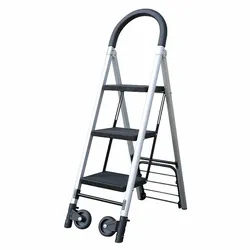 1x Sackkarre mit 3 stufiger Leiter aus ALU platzsparend klappbar schwarz grau