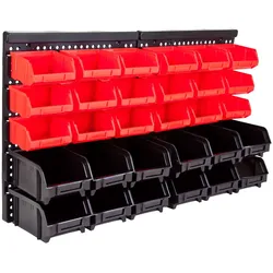 Grafner® 32tlg. Wandregal mit Stapelboxen Sortimentskasten Schraubenregal Stapelboxen Lochwand