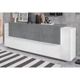 INOSIGN Sideboard »Coro, Kommode, Schrank, Kredenz, grifflos mit Einlegeböden«, 1 Klappe,4 Türen,2 Schubkästen Doppeltiefe, Breite 220, grau