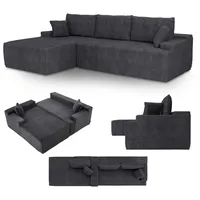Juskys Sofa Coredo mit Cord Bezug - Dekokissen - Dunkelgrau