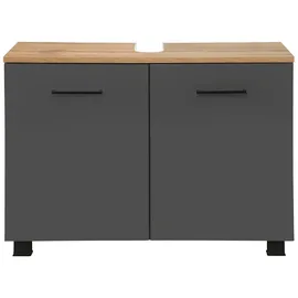 WELLTIME Waschbeckenunterschrank Trento 80 x 54 x 19 cm Braun/Grau