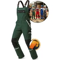 TMG INTERNATIONAL Textile Management Group TMG® | Lange Arbeitslatzhose Herren, Grüne Latzhose mit Kniepolstertaschen aus Cordura, viel Stauraum, robust | 58 - 58