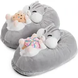 corimori - Holly der hungrige Hamster Plüsch-Hausschuhe EU Einheitsgröße 25-33,5, Grau - 25/33.5 EU