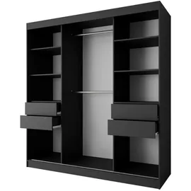 beautysofa Schwebetürenschrank, Schwarz, Weiß, Holzwerkstoff, 9 Fächer, 200x216x61 cm, Schlafzimmer, Kleiderschränke, Schwebetürenschränke