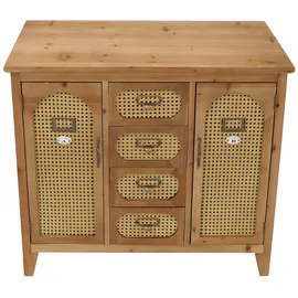 Mendler Apothekerkommode 80 x 91 x 40 cm Vintage Rattanoptik / Beige