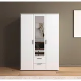 Rauch Möbel Essea, Drehtürenschrank, Kleiderschrank, Garderobe, Schrank, Kleiderschrank weiß, 3-türig, 1 Spiegeltüre, 2 Schubkästen, Spiegel/Glas teilaufgelegt, Farbe Alpinweiß, 127x188x52cm