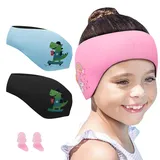 Schwimmen Stirnband Kinder, Neopren Schwimmband, Schwimm Stirnbänder mit Klettverschluss, Ohren Schutz Wasserdichtes Kopfband für Kinder, Erwachsene (Rosa, M)