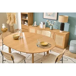miliboo Ausziehbarer Runder Esstisch 120-150 x 76 cm helles Eichenholz