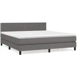 vidaXL Boxspringbett mit Matratze Grau 160x200 cm Kunstleder