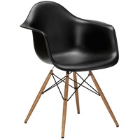 Vitra Stuhl Eames Plastic Armchair DAW 83x63x59 cm tiefschwarz, Gestell:  eichefarbig, Designer Charles & Ray Eames