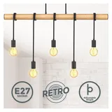 B.K.Licht Pendelleuchte Holz Metall schwarz 5xE27 exkl.
