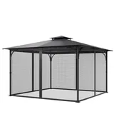 Moskitonetz Für Pavillon, Mückennetz Ersatz, Passend Für 365,8x365,8x228,6 Cm Große Pavillons, Insektenschutz 4-teiliger Seitenwand-pavillonvorhang, Mit Doppelreißverschluss (nur Netz)
