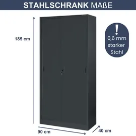 Jan Nowak DELUKE Aktenschrank 185 x 90 x 40 cm Anthrazit