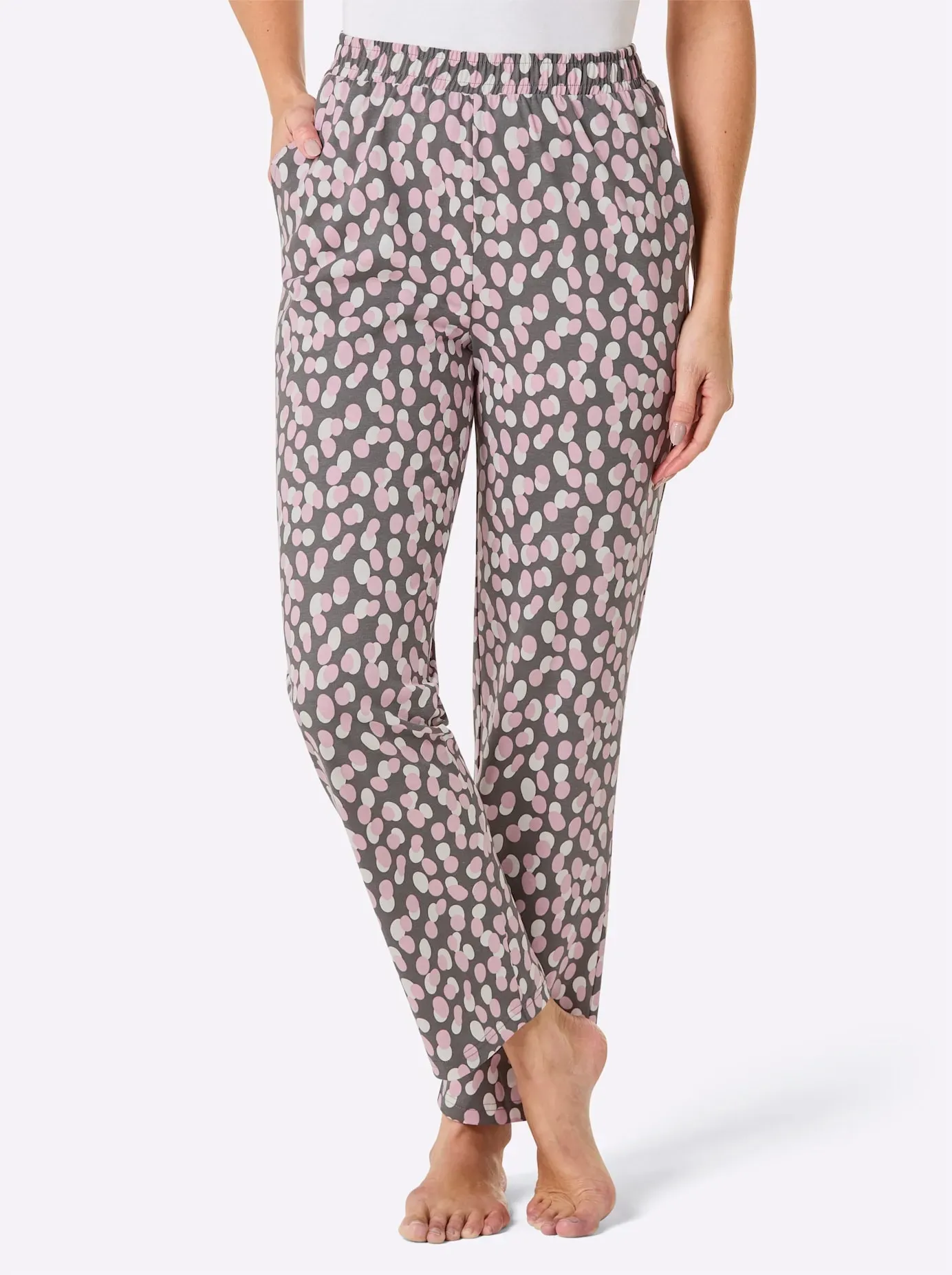 Jogginghose FEEL GOOD, Damen, Gr. 20/21, Kurzgrößen, rosa (anthrazit, rosé, bedruckt), 100% Baumwolle, bedruckt, gemustert, mehrfarbig, Hosen Jogginghose