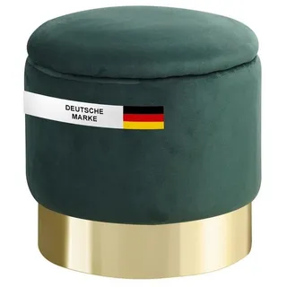 Albatros Hocker mit Stauraum Nizza Sitzhocker mit Stauraum, Modernes Design, Edler Samt-Bezug Sitztruhe Sitzbank mit Stauraum – optimal als Fußhocker oder Hocker Schminktisch, Grün
