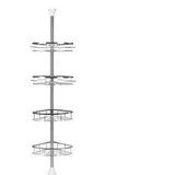 Teleskop Duschregal,4 Ablagen Badregal Edelstahl Eckregal Höhenverstellbar 110-280cm (Edelstahl/4 Ablagen)
