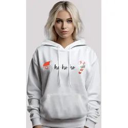 Kapuzenpullover F4NT4STIC "Weihnachten Ho Ho Ho", Damen, Gr. L, weiß, Obermaterial: 65% Baumwolle, 35% Polyester, casual, relaxed fit, Langarm, Pullover, Premium Qualität, Weihnachten, Geschenk
