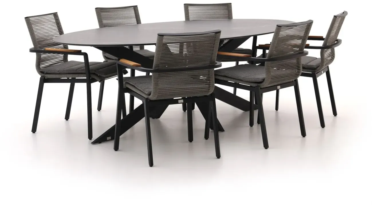 + 10 % Kassenrabatt | Bellagio Marudo/Furato ellips 240cm Gartenmöbel-Set 7-teilig stapelbar