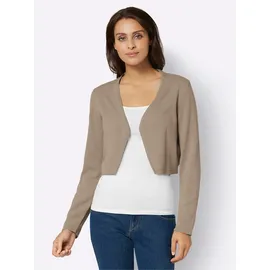 Inspirationen Bolero INSPIRATIONEN, Damen, Gr. 46, beige (sesam), 100% Baumwolle, unifarben, Strickjacken Bolero