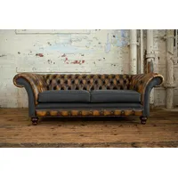 JVmoebel Chesterfield-Sofa Sofa Couch Polster Sofas Couchen Sitz Garnitur Leder 3 Sitzer, Made in Europa braun