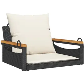 furnicato Hängesessel, Schwarz, Holz, Rechteckig, 63x40x62 cm, Poly Rattan
