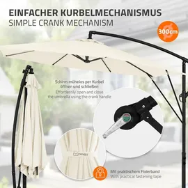 ML-Design Ampelschirm Ø 300 cm Beige