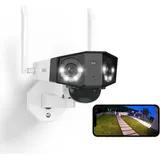 Reolink 6MP Überwachungskamera Aussen Akku mit 180° Paranoma, WLAN Kamera Outdoor mit 2,4&5GHz WiFi, KI-Erkennung, Bewegungsausgelöste Spotlights,