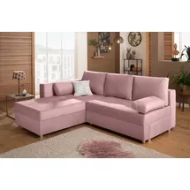 Home Affaire Ecksofa HOME AFFAIRE "Italia L-Form", rosa (rose), B:217cm H:80cm T:182cm, Struktur fein (100% Polyester);Microfaser PRIMABELLE(100% Polyester);Samtoptik (100% Polyester), Sofas, Ecksofa, mit Bettfunktion und Bettkasten, Federkern-Polsterung
