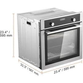 Vevor Einzel-Wandofen, 24" elektrischer Einbau-Wandofen mit 9 Kochfunktionen, 2,68 Kubikfuß elektrische Wandöfen, schnelles Aufheizen auf 200°C in 5 Min., 3550 W Elektroofen mit Backrost und Backblech, Küche