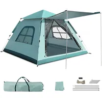 YOODI Zelt 4 Personen, Camping Zelt Wasserdicht & Winddicht, Wurfzelt 4 Personen Ultraleichtes UPF50+ Anti-UV, Pop Up Zelt mit 2 Mesh-Tür, 2 Mesh-Fenster, für Outdoor Trekking Camping (Blau)