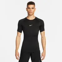 Nike Pro Dri-FIT Tight kurzarm Fitnessshirt Herren 010 black/white XXL
