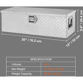 Vevor 762 x 330 x 244 mm Werkzeugkasten für Lkw-Ladefläche, Abschließbar 64 L Truckbox Werkzeugbox Aufbewahrungs-Werkzeugkasten, 30 kg Tragfähigkeit Werkzeugkiste Organizer für Wohnmobil, PKW usw.