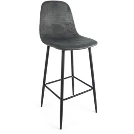 BIZZOTTO Barhocker Irelia 2er-Set aus Samt, modern, gepolstert, Dunkelgrau, Metallgestell, für Dein Zuhause