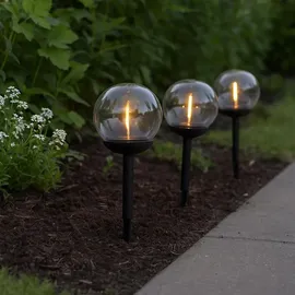 Star Trading LED-Solar-Wegleuchte 'Globe', 3er Set, weiß/schwarz