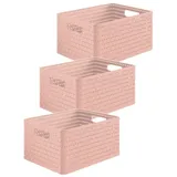 ROTHO Aufbewahrungsbox Country 3er-Set Aufbewahrungskiste 18l in Rattan-Optik rosa