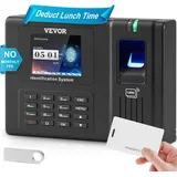 Vevor Stempeluhr Arbeitszeiterfassungsgerät für Mitarbeiter mit Fingerabdruck, RFID-Karten und PIN-Eingabe in einem, eigenständige biometrische Stempeluhr Check in Time Clock Wandmontage Schwarz