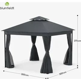 Blumfeldt Mondo Dual Pavillon 3 x 3 m inkl. Moskitonetz Silber