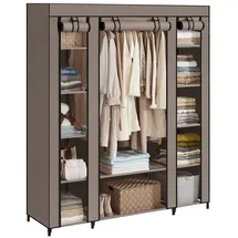 Songmics Kleiderschrank, Stoffschrank, 12 mit Kleiderstange und Ablagen, Stabiler Schrank, für Schlafzimmer, Ankleidezimmer