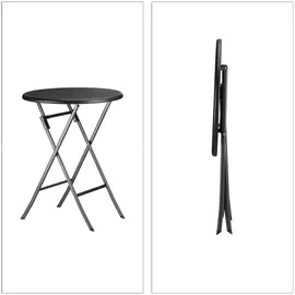 Relaxdays Bastian Set 3-tlg. Tisch Ø 60 x 75,5 cm schwarz klappbar