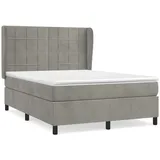 vidaXL Boxspringbett mit Matratze Hellgrau 140x200 cm Samt