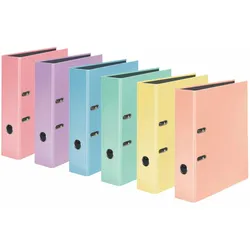 Falken 15062630 PastellColor Ordner DIN A4, Rückenbreite 8cm, schwarzer Innenspiegel, Griffloch - Himmel-Blau