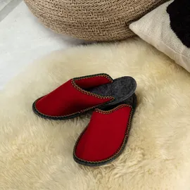 Pantoffelmann Gästepantoffel Herren Damen Gästehausschuh Filzpantoffel Hausschlappen Hausschuhe Pantoffel rot 40-43 - Weiß - 40/43