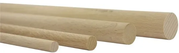 Vasalat Holzstäbe ; Dübelstangen 100cm Buche glatt oder gerillt - glatt , 3 mm