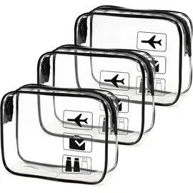 TopEsct Transparente Kulturbeutel, Flughafen-zugelassen, 20x15x6cm, Reise Kosmetiktasche Durchsichtig mit auslaufsicherem Reißverschluss, Verdickte Kosmetiktasche für Damen & Herren, Reiseutensilien