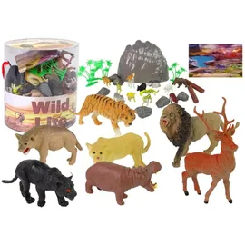 LeanToys Wildlife Figurenset 34 Elemente Safari Löwe Gepard Tiger