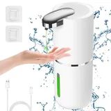 Cuteefun Automatisch Flüssig Seifenspender, 380ml Elektrischer Seifenspender mit Sensor, 4-Stufig Einstellbares Flüssigkeitsvolumen, Wiederaufladbarer Seifenspender Wandmontage für Bad, Küche, Weiß